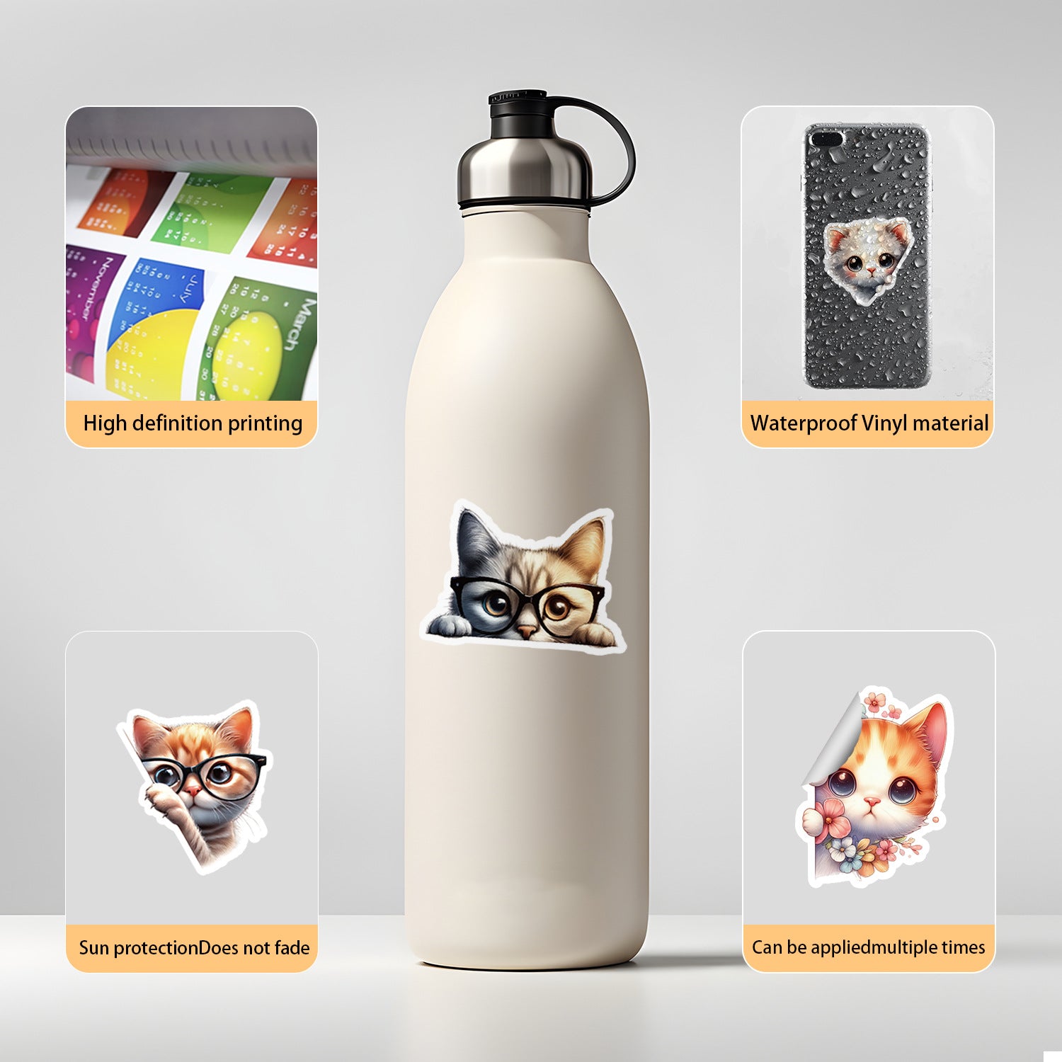 Wholesale 50pcs Sheets Peeping Cats Graffiti Stickers Waterproof Decorative Stickers